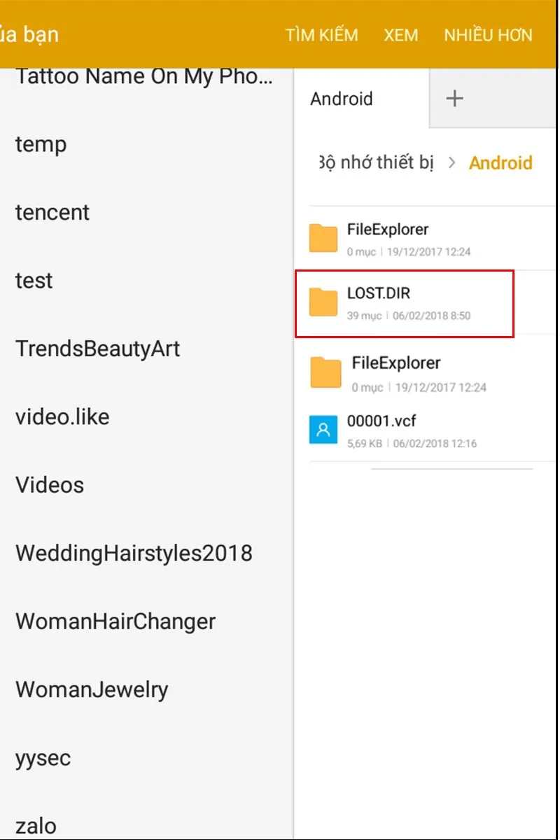 Tìm kiếm tệp cấu hình WiFi trong thư mục sao lưu trên bộ nhớ điện thoại Android