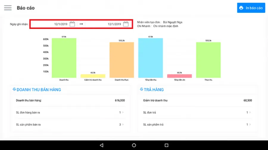 Lập báo cáo doanh thu rõ ràng, chi tiết