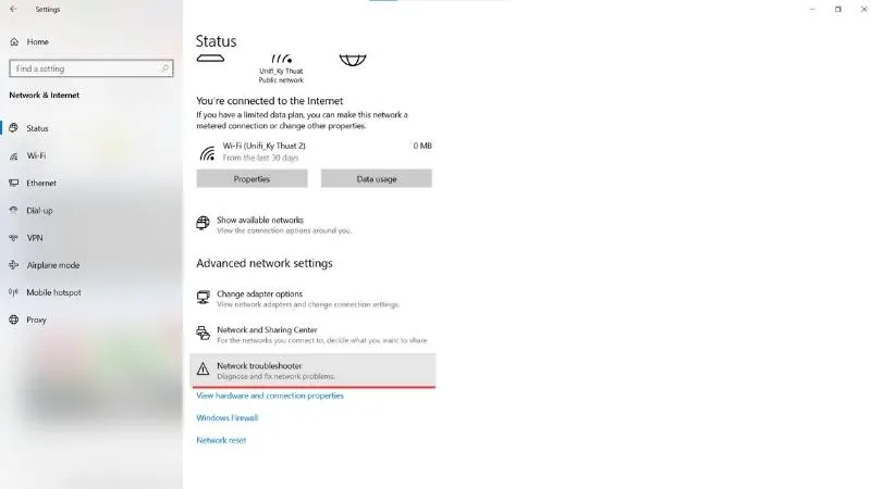 Sử dụng công cụ sửa lỗi tự động Troubleshoot của hệ điều hành Windows