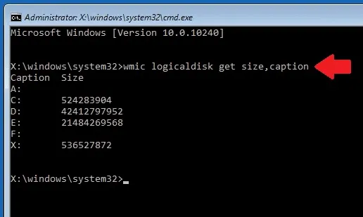 Sử dụng lệnh kiểm tra danh sách ổ đĩa hiện có