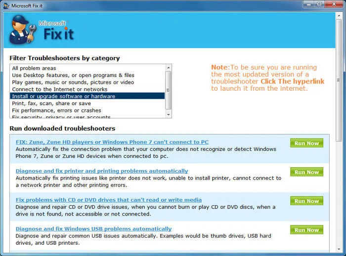 Sử dụng Microsoft Fix It để nhận được sự hỗ trợ kỹ thuật chính xác nhất từ nhà phát hành Windows