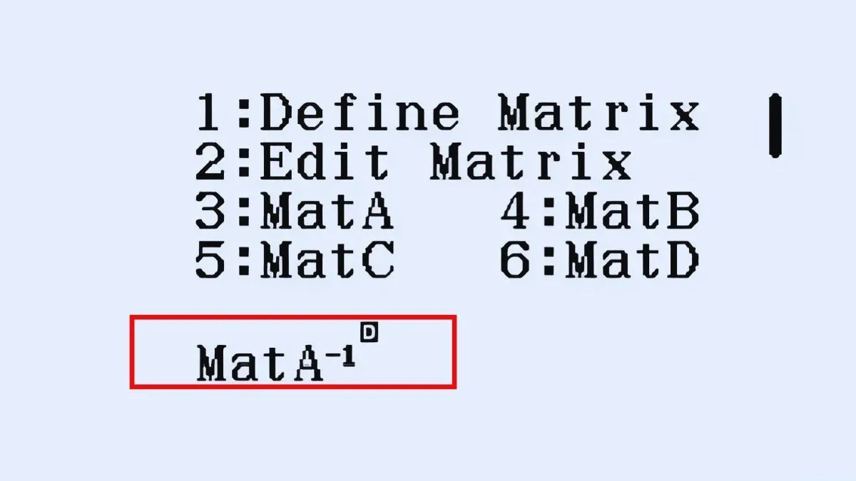 Sử dụng phím chức năng mũ trừ một để tìm ma trận nghịch đảo