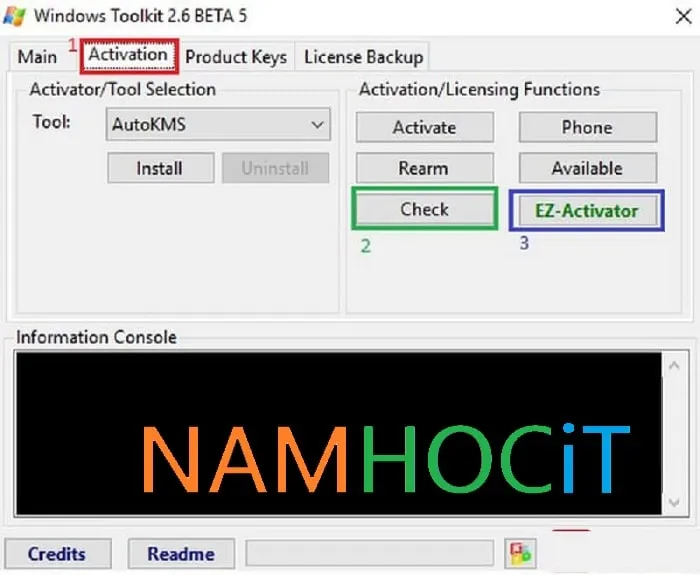 Sử dụng tab Activation trong Microsoft Toolkit và nhấn EZ-Activator để hoàn tất