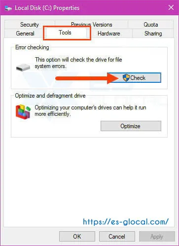 Sử dụng tính năng Error Checking để rà soát toàn bộ bề mặt của đĩa cứng