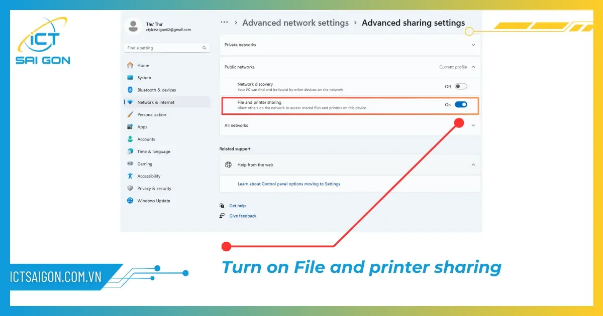 Kích hoạt tính năng chia sẻ file và máy in cho mạng nội bộ