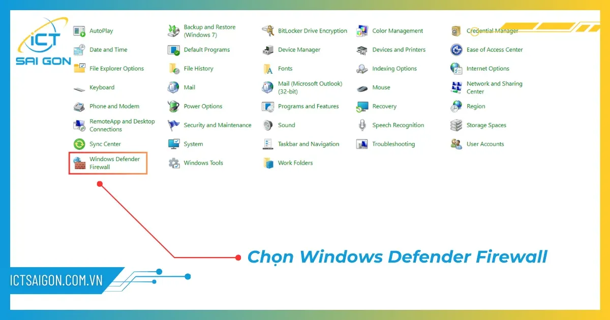 Quản lý tường lửa hệ thống Windows Defender Firewall