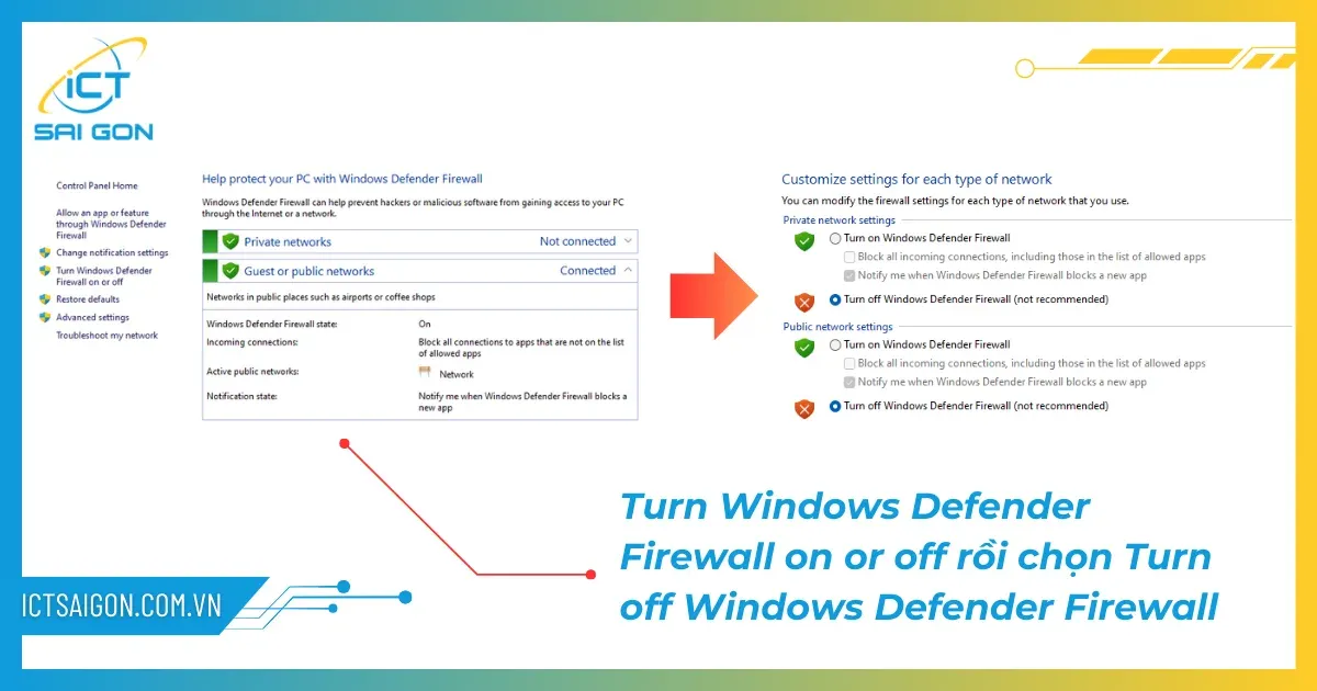 Tạm thời vô hiệu hóa tường lửa để kiểm tra lỗi kết nối mạng LAN