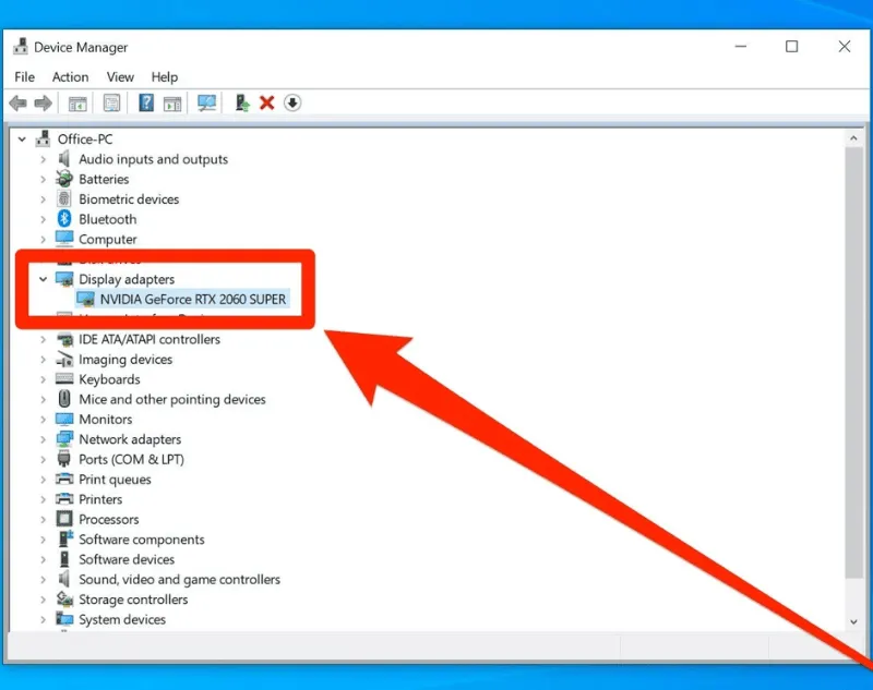 Sửa lỗi out of range win 10 bằng cách cập nhật driver thông qua công cụ Device Manager