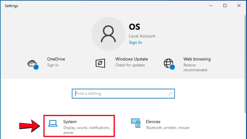 Sửa lỗi out of range win 10 bằng cách truy cập vào giao diện cài đặt Windows Settings