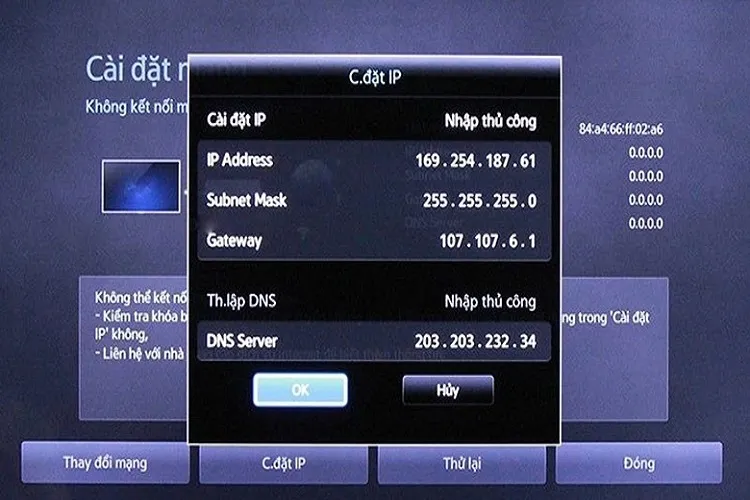 Nhập các thông số DNS phù hợp để tăng tốc độ truy cập internet trên tivi