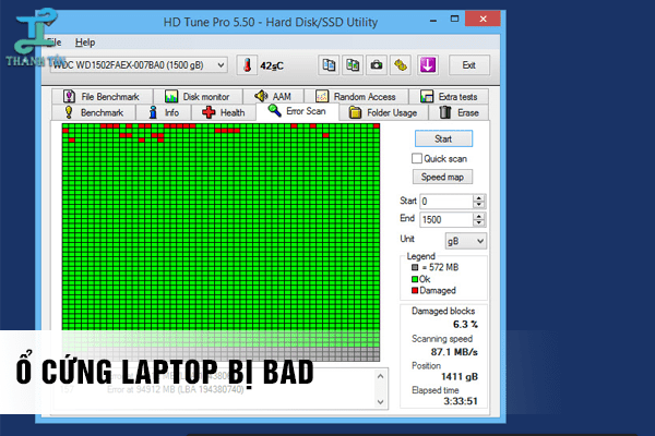 Sữa ổ cứng laptop bị bad