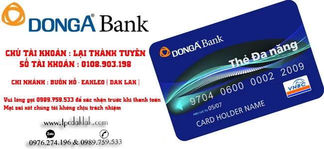 Thông tin chuyển khoản ngân hàng Đông Á