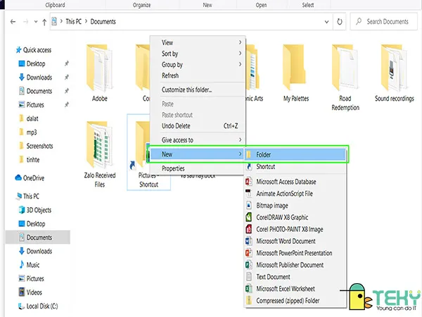Tạo thư mục bằng phím tắt