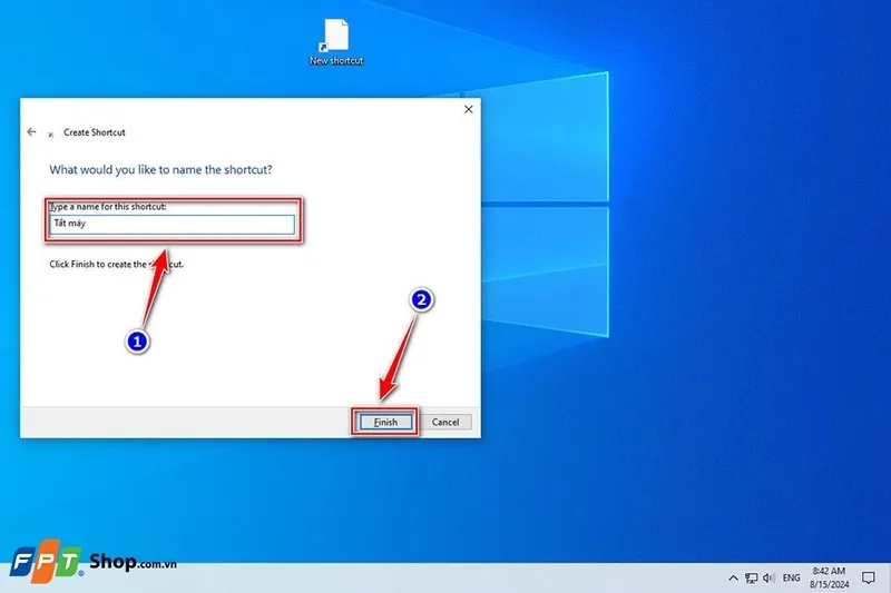 Đặt tên cho shortcut tắt máy