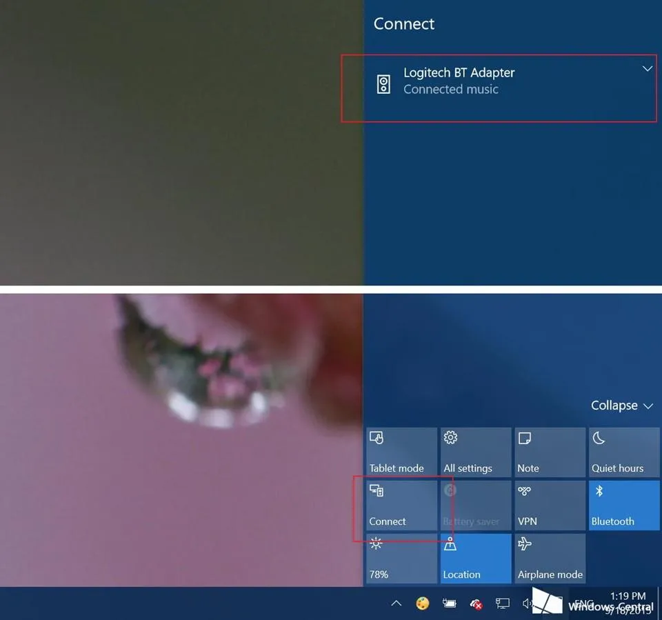 Thao tác nhanh kết nối máy tính với loa bluetooth win 10 thông qua trung tâm hành động Action Center