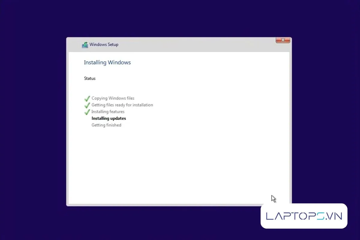 Theo dõi tiến trình hệ điều hành tự động cài đặt vào bộ nhớ máy tính