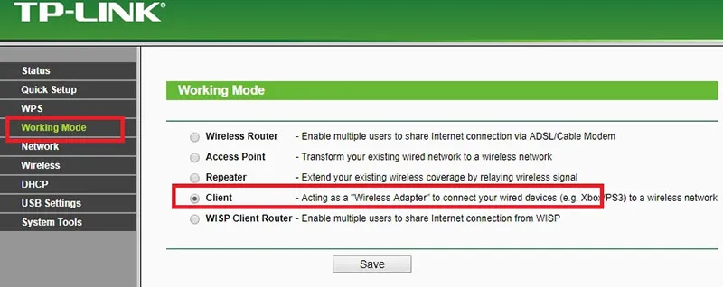 Thiết lập Client Mode để router thứ hai kết nối với router chính