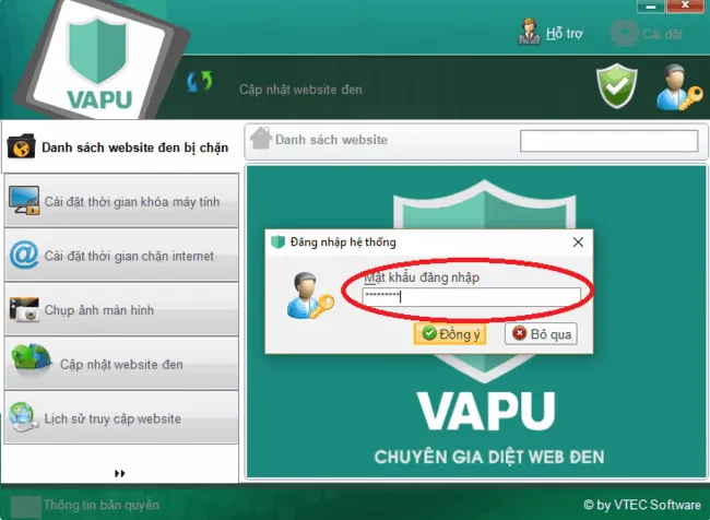 Giao diện chính của VAPU với các tùy chọn kiểm soát