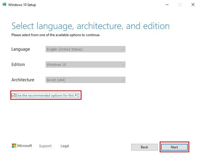 Thiết lập ngôn ngữ và kiến trúc hệ điều hành phù hợp