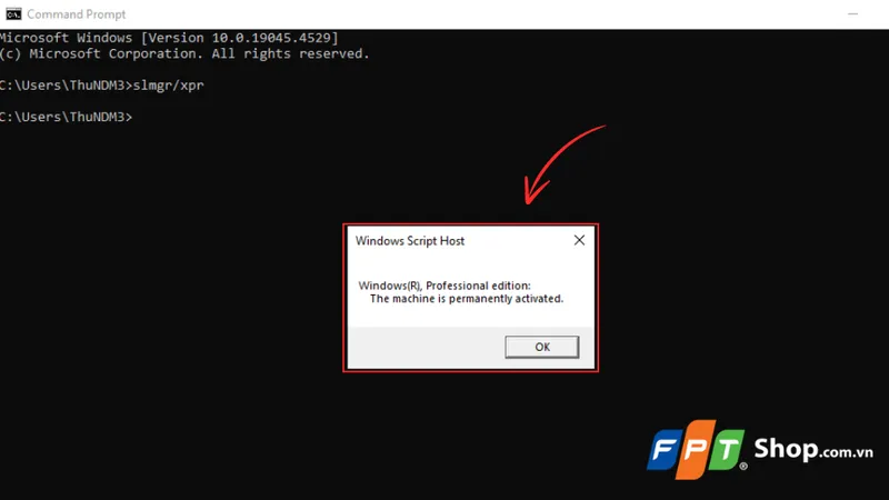 Thông báo xác nhận máy tính đã được kích hoạt bản quyền vĩnh viễn