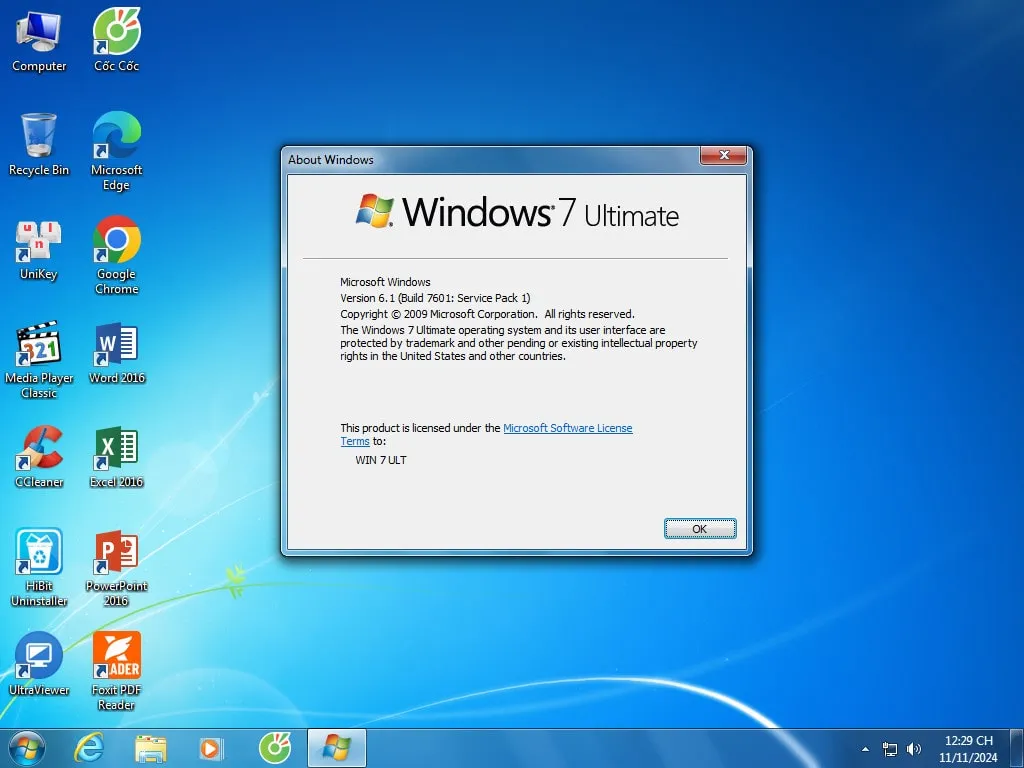 Thông tin hệ thống sau khi bung file Ghost Win 7 thành công