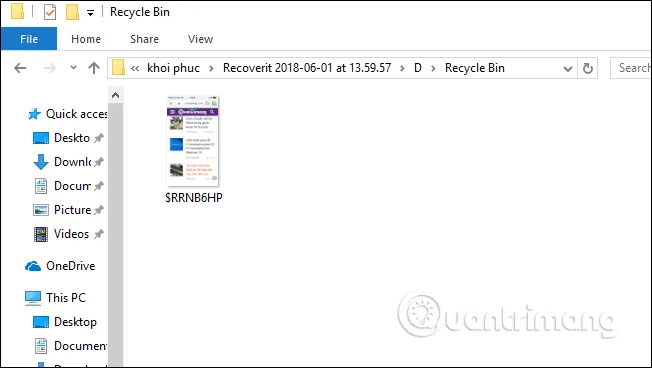 Thư mục lưu trữ file khôi phục tự động mở ra sau khi hoàn thành