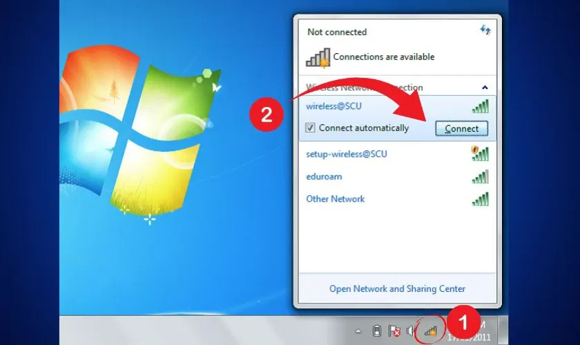Thực hiện kết nối mạng internet cho dòng máy Asus chạy hệ điều hành Windows 7