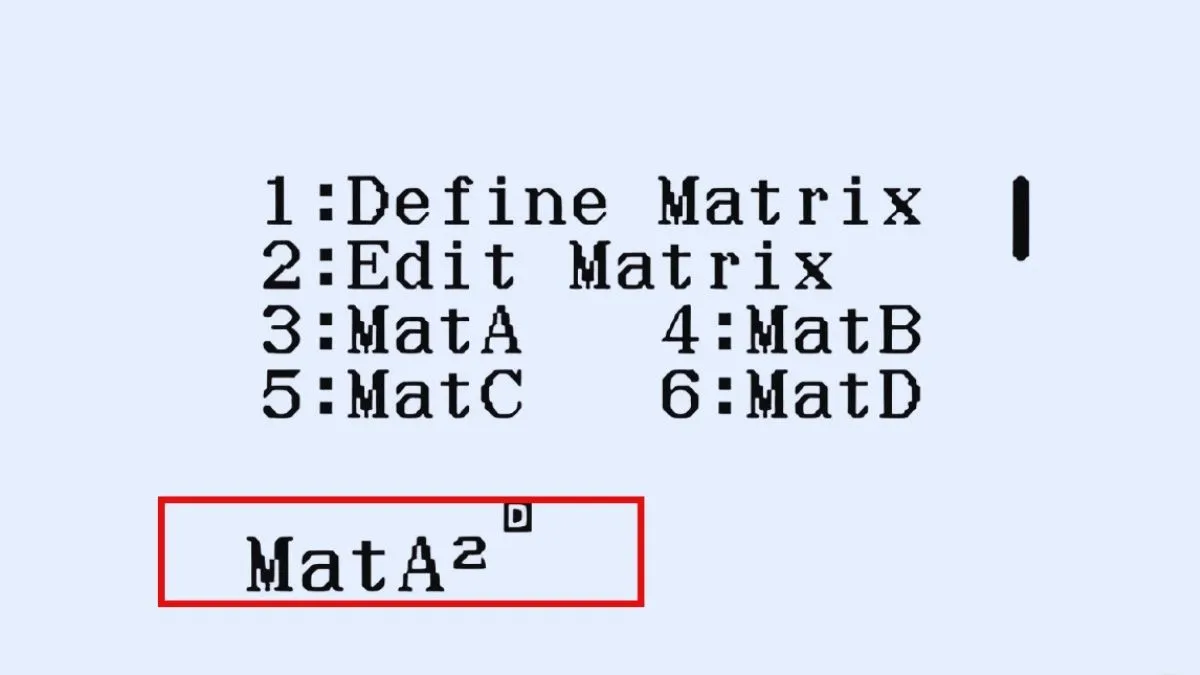 Thực hiện nhân ma trận với chính nó để ra kết quả bình phương
