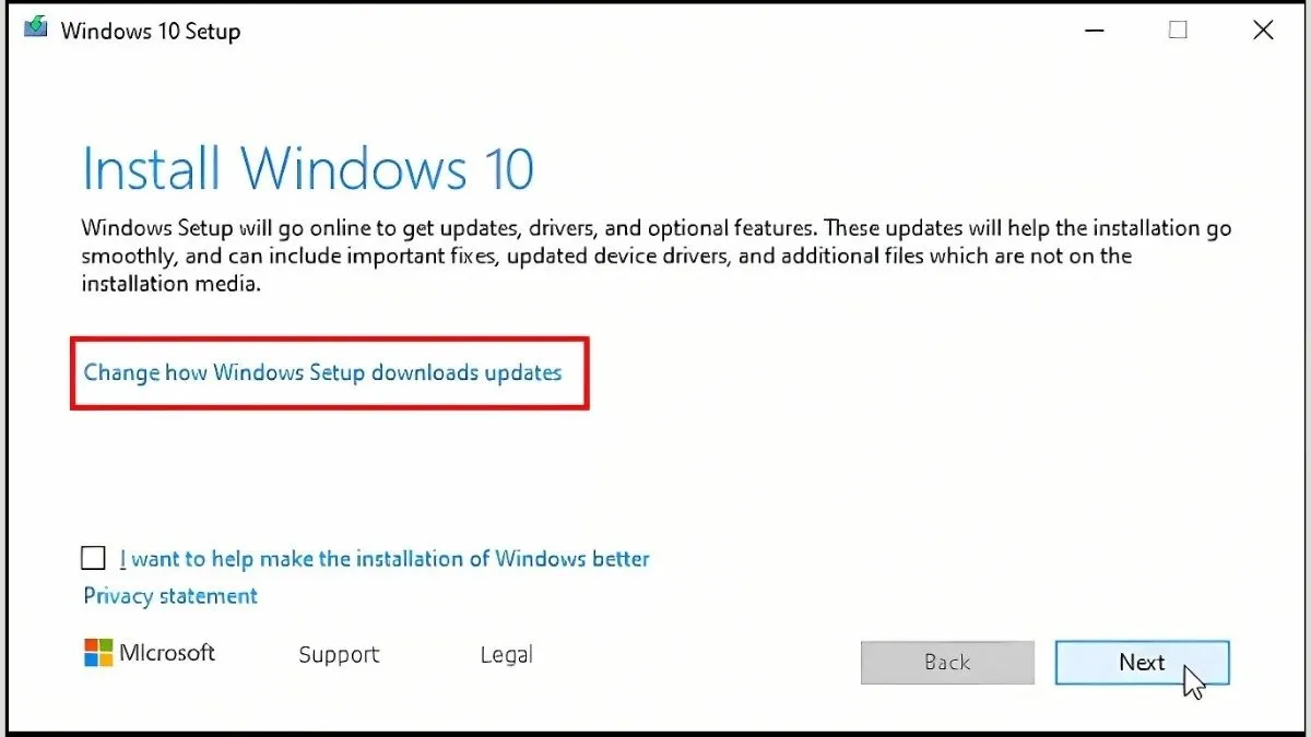 Tiến hành các bước cài đặt nâng win 7 lên win 10