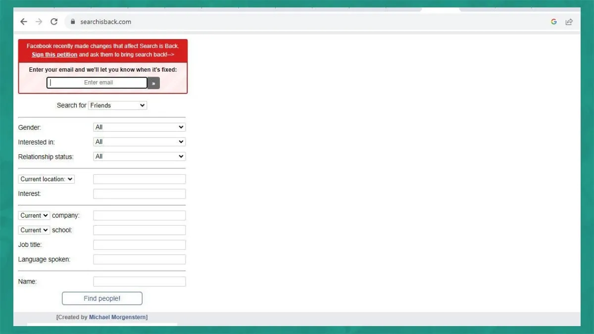 Đăng nhập Search Is Back để sử dụng công cụ tìm kiếm