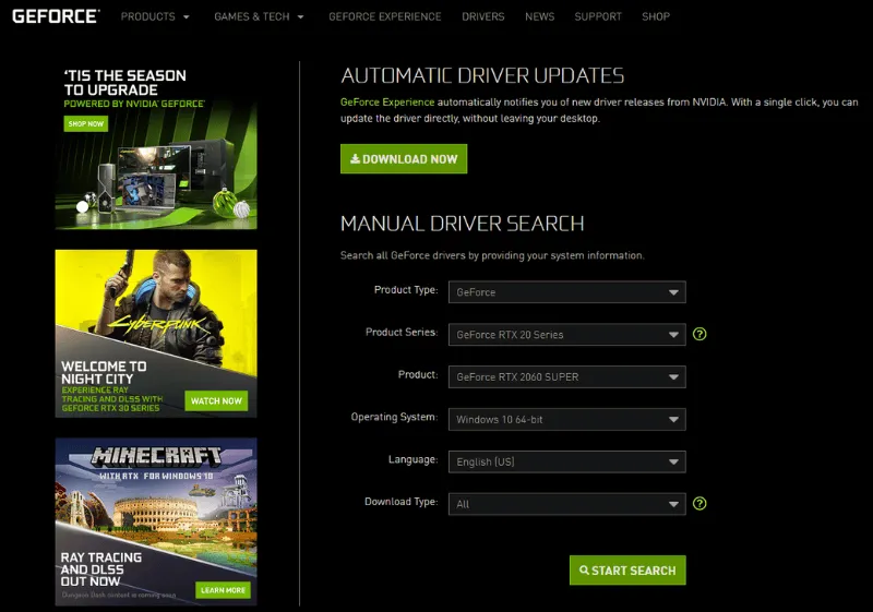 Tìm kiếm và tải về bản driver phù hợp nhất từ trang chủ của hãng sản xuất linh kiện