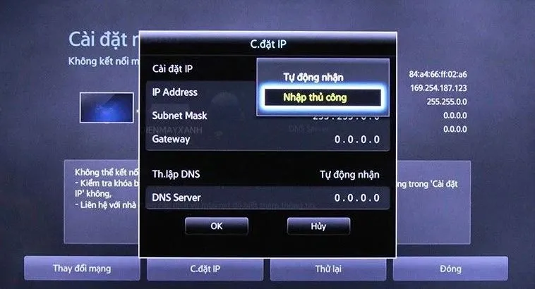 Cấu hình IP thủ công