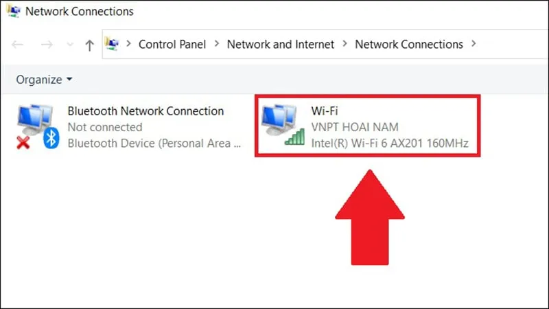 Danh sách adapter mạng trong Network Connections
