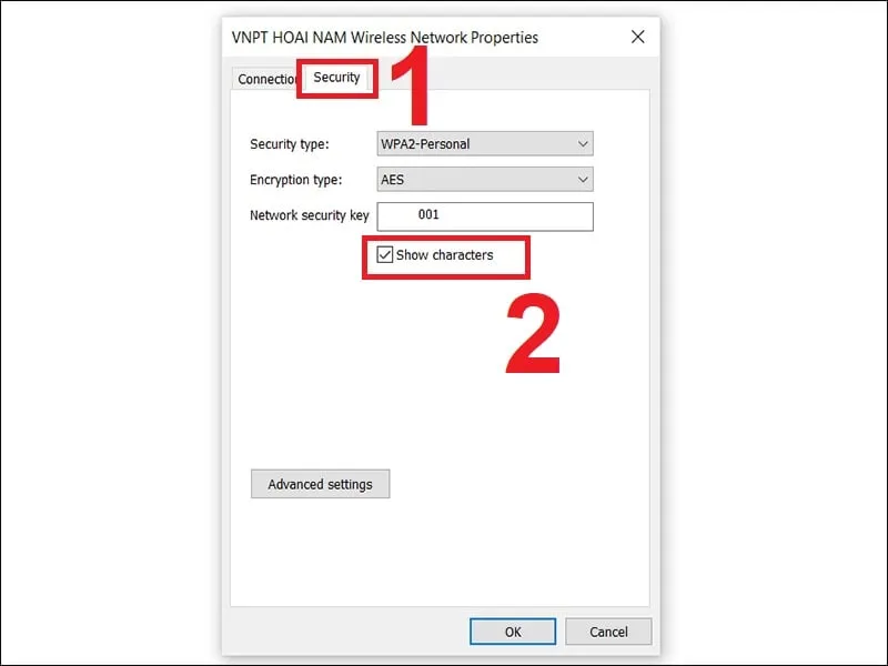 Hiển thị mật khẩu WiFi trong Security settings