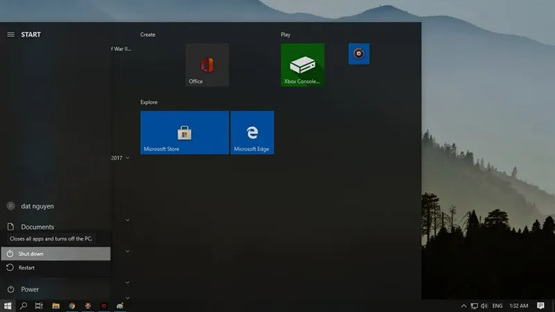 Tắt máy tính Windows