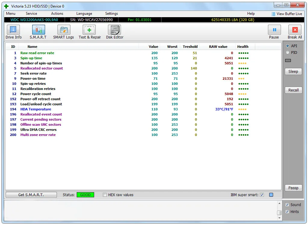 Victoria đang thực hiện quét bề mặt ổ đĩa
