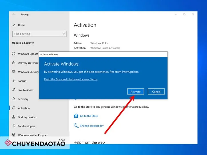 Trạng thái Windows đã được kích hoạt hoàn toàn với mã khóa chính hãng