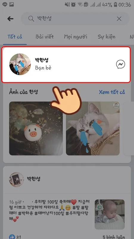 Chọn trang cá nhân muốn lấy link