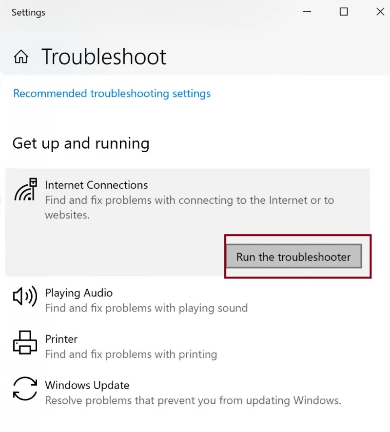 trình sửa lỗi Troubleshoot