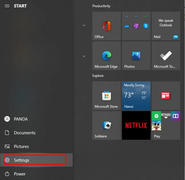 Truy cập danh sách ứng dụng trong phần cài đặt của Windows 10