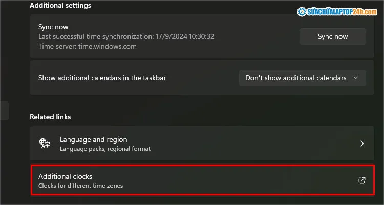 Truy cập mục Additional clocks để tùy chỉnh thông số thời gian nâng cao