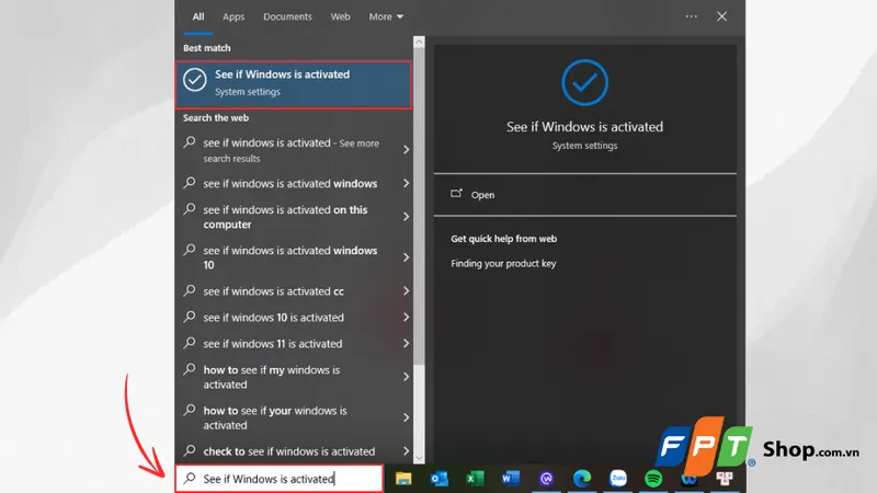 Truy cập mục kiểm tra kích hoạt Windows trong phần cài đặt hệ thống