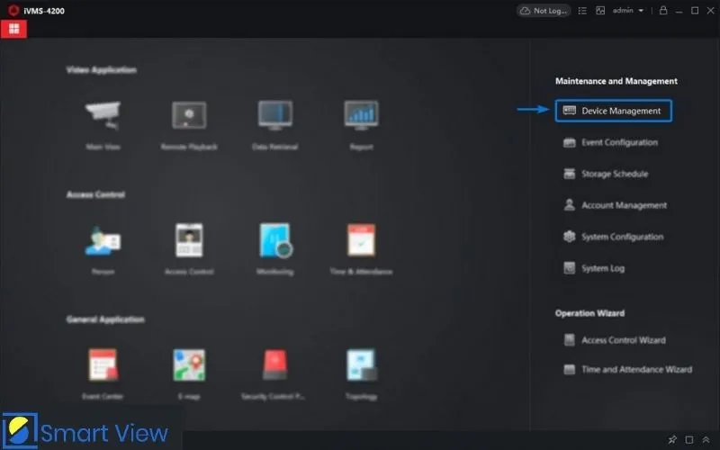 Truy cập mục quản lý thiết bị trên phần mềm