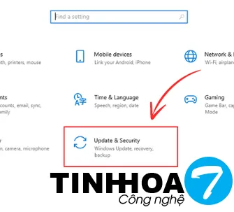 Truy cập mục Update và Security trong Settings để tiến hành kích hoạt Win
