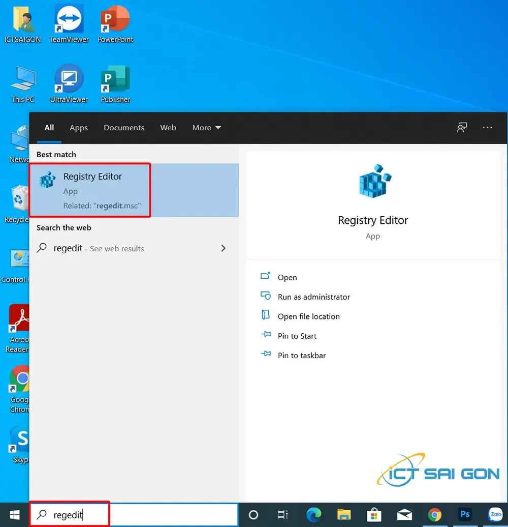 Truy cập Registry Editor để thực hiện cách tắt virus & threat protection win 10