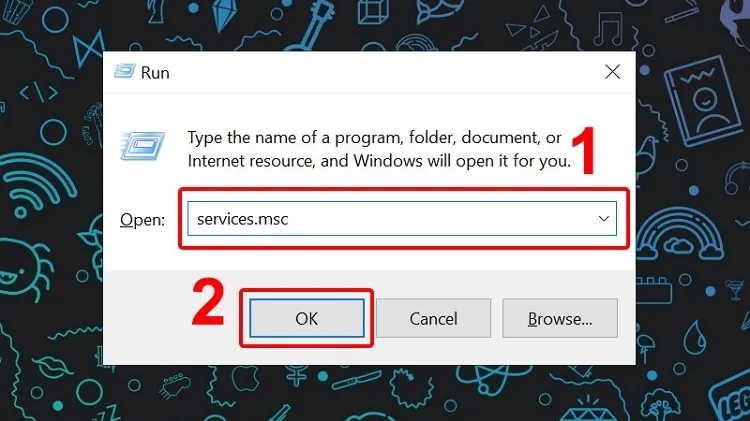 Truy cập vào bảng quản lý dịch vụ hệ thống Windows