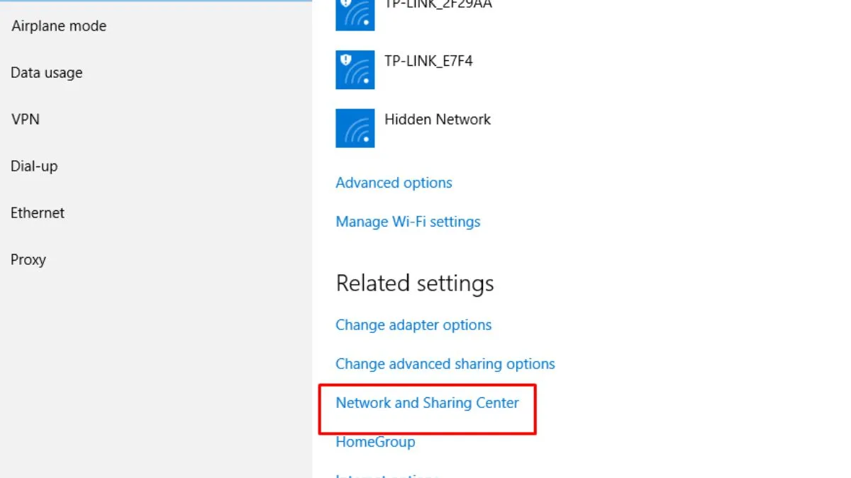 Truy cập vào trung tâm mạng trên Windows 7 để thiết lập mới