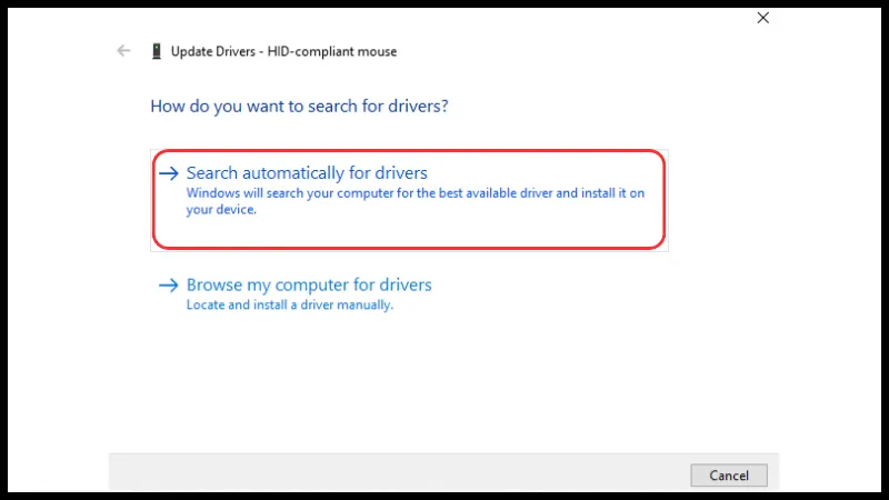 Tự động tìm và cài đặt driver mới