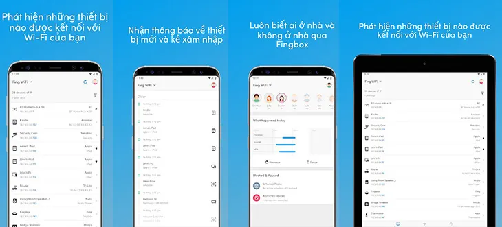 Ứng dụng Fing hiển thị danh sách thiết bị trên smartphone
