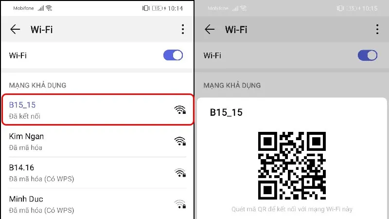 Cách lấy mật khẩu WiFi trên điện thoại Android thông qua mã QR hiển thị trên màn hình